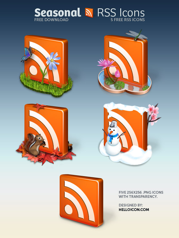 Frees&nbsp;Icon&nbsp;四季RSS水晶png图标