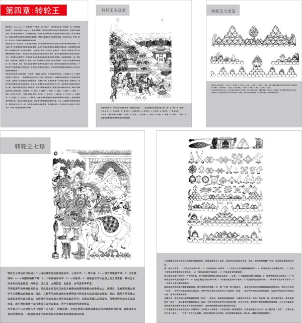 藏传佛教象征符号与器物图之四(转轮王)矢量素材