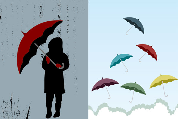 雨伞主题矢量素材