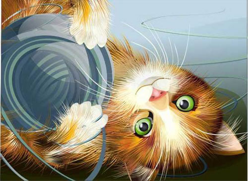卧倒的可爱小猫矢量素材 