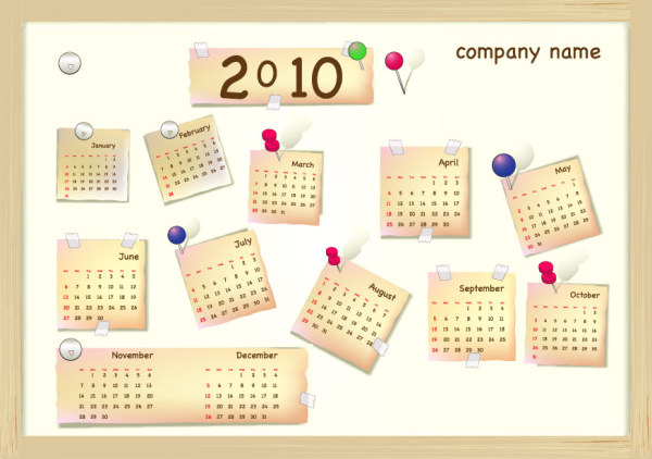 可爱的2010新年日历矢量素材