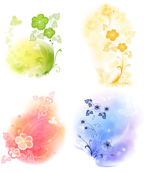 4款柔美花纹背景矢量素材&nbsp;