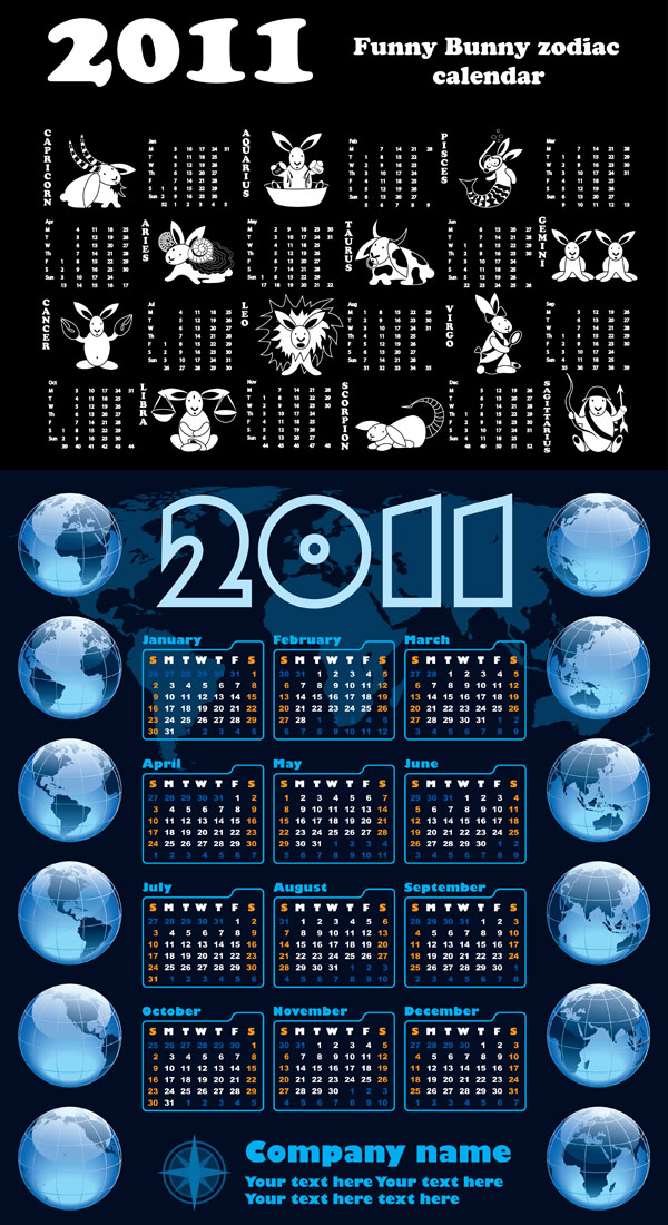 2011年兔年挂历&mdash;矢量素材