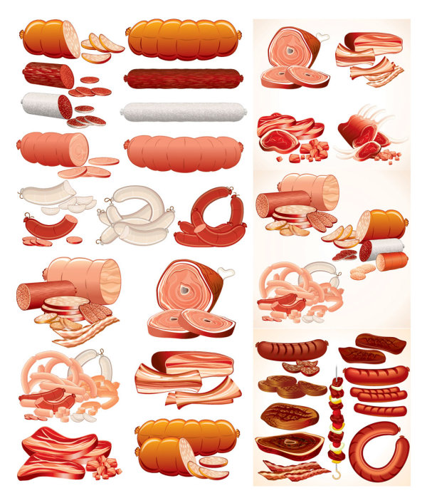 肉类香肠矢量素材