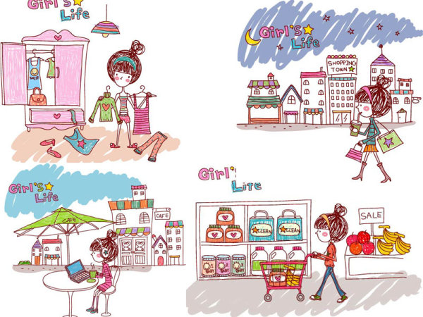 女孩的生活&middot;EPS&nbsp;Girl&rsquo;s&nbsp;Life 矢量素材