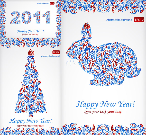 特别花纹2011年圣诞节和新年快乐矢量素材