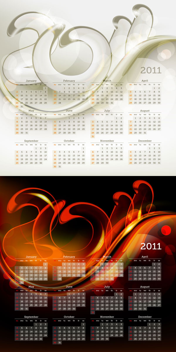 2011年日历模板01&mdash;&mdash;矢量素材