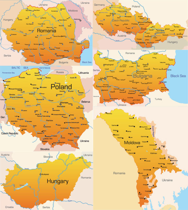 东欧地理地图&mdash;&mdash;矢量素材