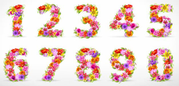 精美鲜花数字01&mdash;&mdash;矢量素材