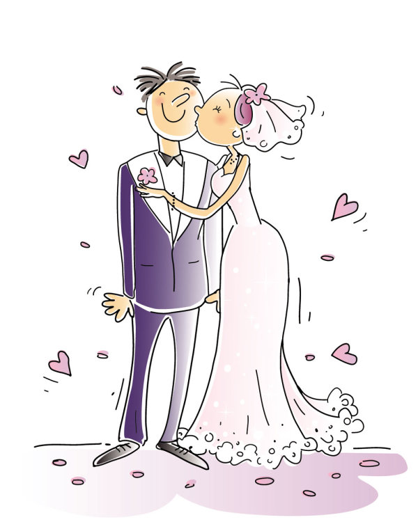漫画风格婚礼元素01&mdash;&mdash;矢量素材