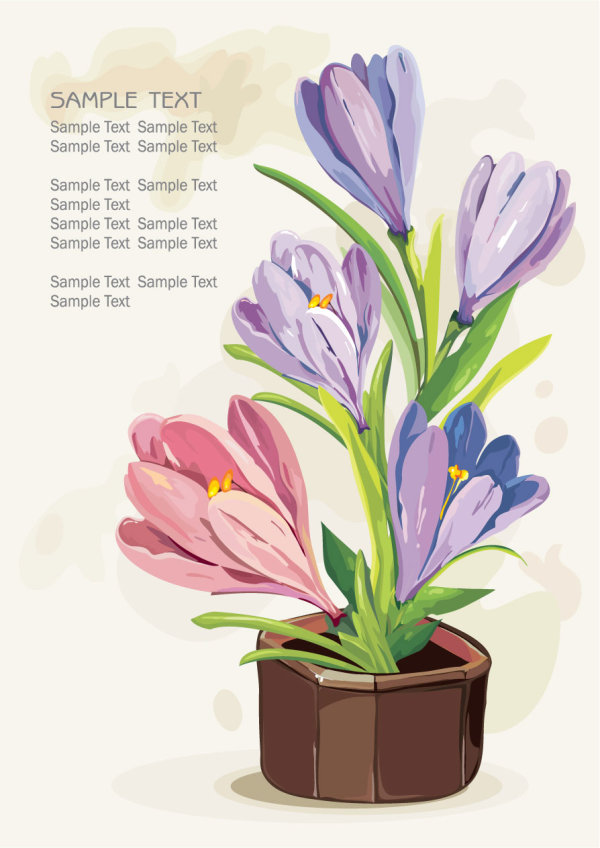 水粉画鲜花02&mdash;&mdash;矢量素材