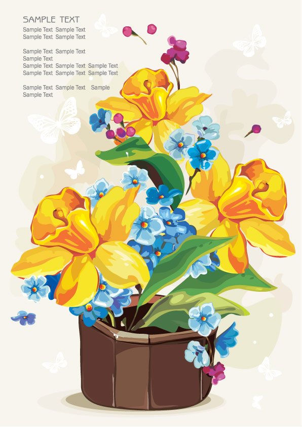 水粉画鲜花04&mdash;&mdash;矢量素材