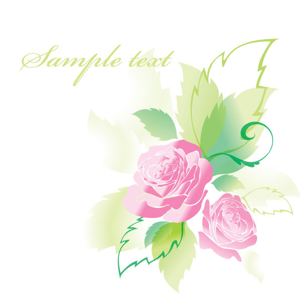 Beautiful roses greeting card 05 - vector material