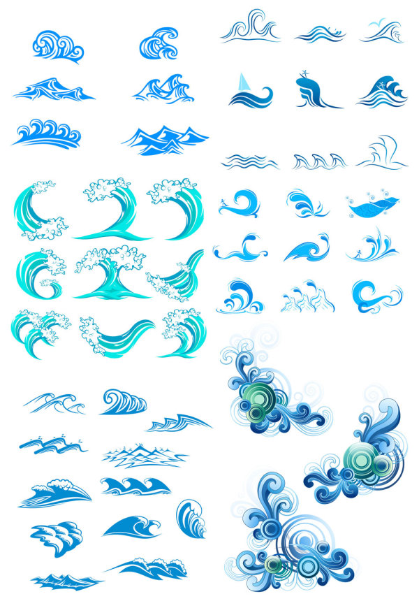 蓝色海浪的图形&mdash;&mdash;矢量素材