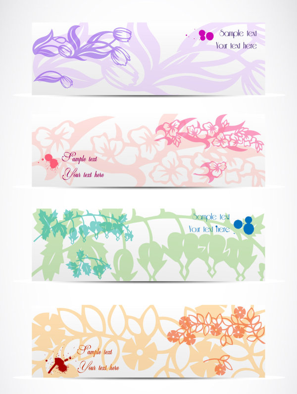 淡雅花纹banner01&mdash;&mdash;矢量素材