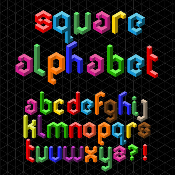 五颜六色的立体字母07&mdash;&mdash;矢量素材