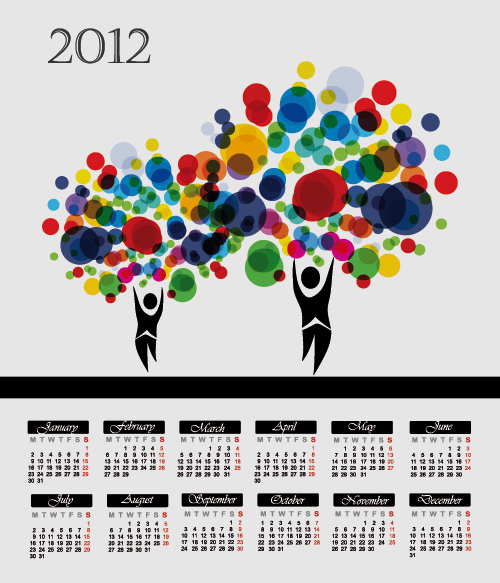 Cartoon branches Calendar 05 - vector material