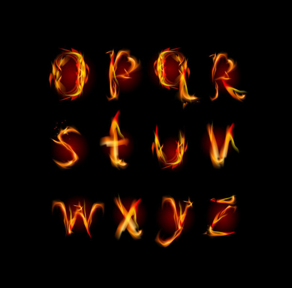 Flame Alphabet 01 - vector material