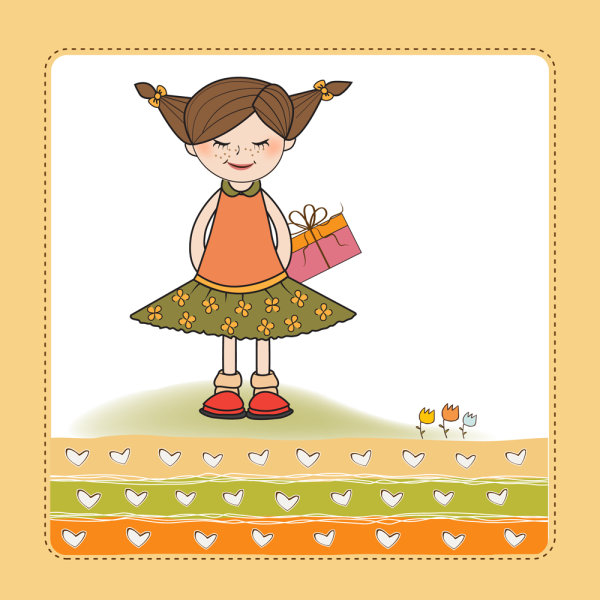 Little girl cartoon 01 - vector material