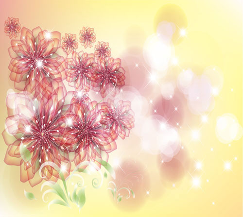 The trend of flowers background 01 - vector material