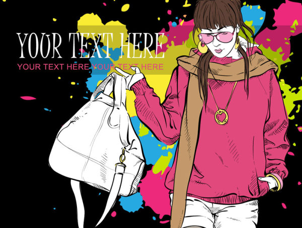 Fashion beautiful women 04 - vector material