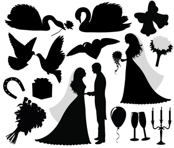 Wedding silhouette 02 - vector material