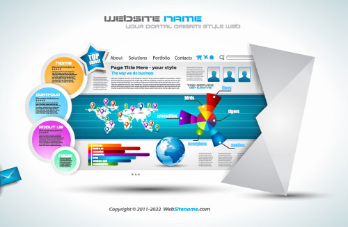 Creative origami website template 04 - vector material