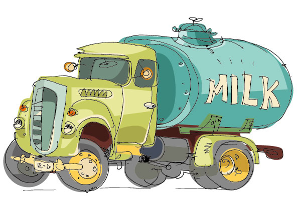 Hand-painted cartoon car 01 - vector material