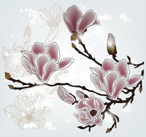 Beautiful flowers 02 - vector material