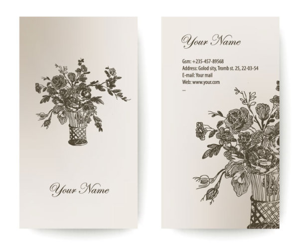 Classical flower card 03 - vector material