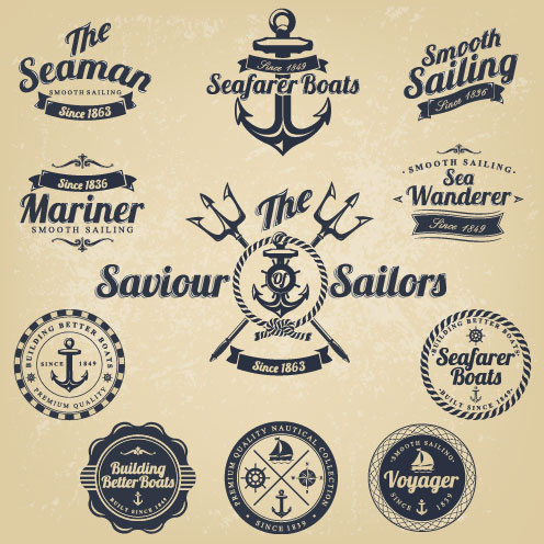 Classic sea buoy stickers 02 - vector material