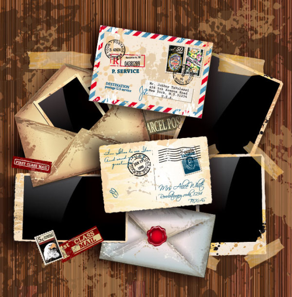 Vintage postcard 01 - vector material