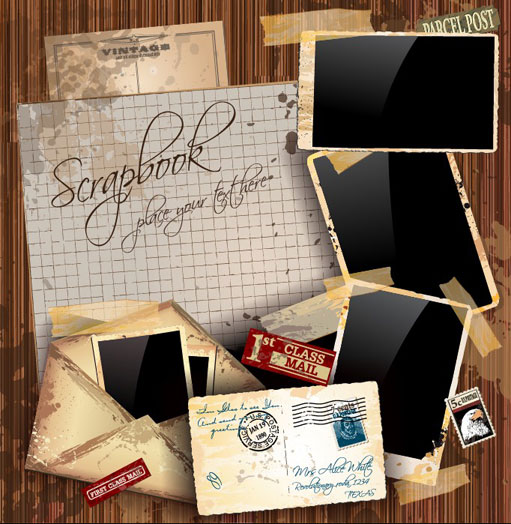 Retro postcard photograph 01 - vector material