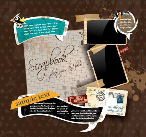 Retro postcard photograph 03 - vector material