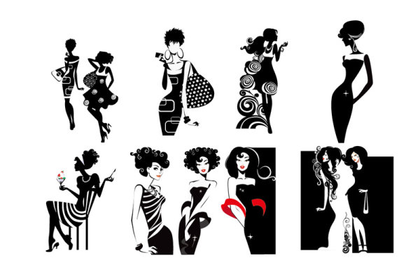 Fashion beauty silhouette - vector material