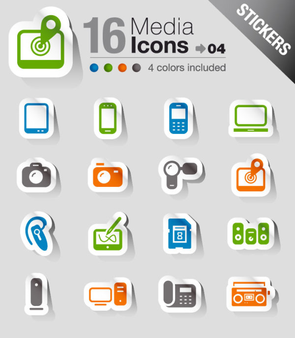 Exquisite electronic products stickers 01 - vector material