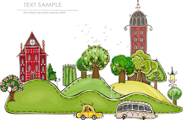 Cartoon city building element vector material -1