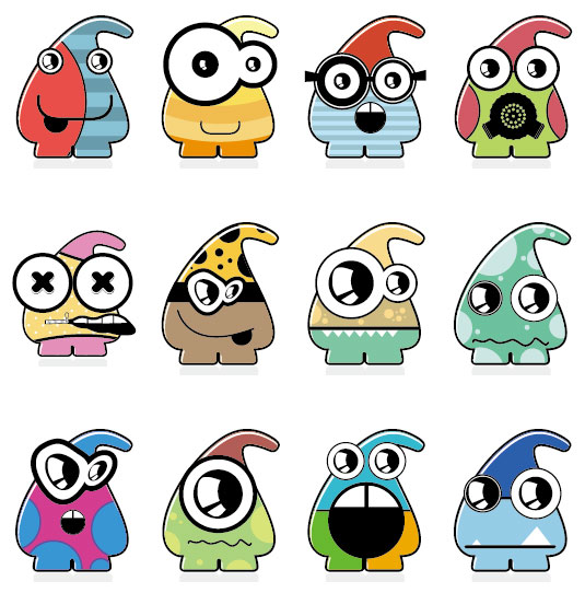 Cartoon Little Monsters 04 - vector material