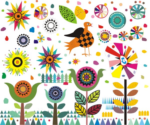 Cute cartoon windmill pattern vector material