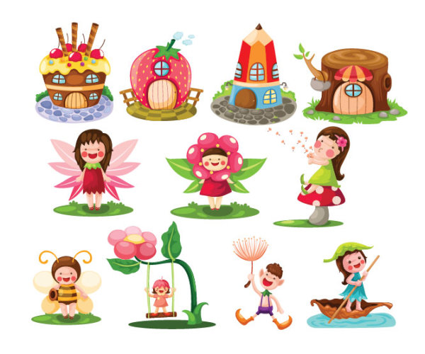 Cartoon images of children 01 - vector material