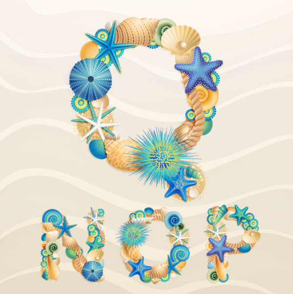 Marine theme font design 05 - vector material
