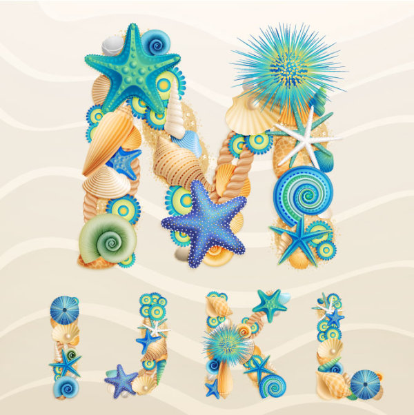 Marine theme font design 06 - vector material