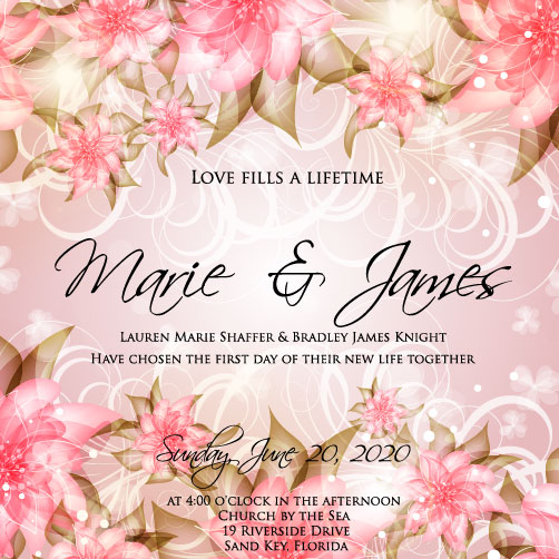 Elegant wedding invitation card 05 - vector material