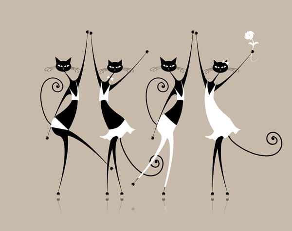 Elegant cat artwork vector material