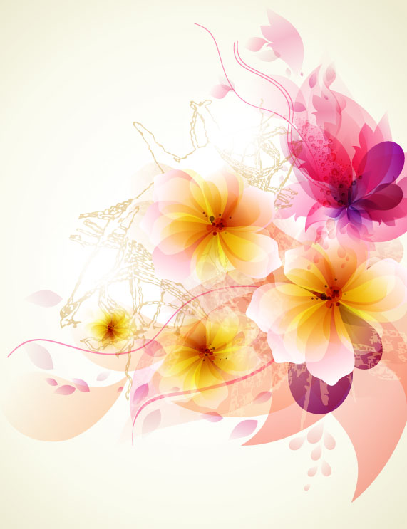 Romantic flower background 02 - vector material