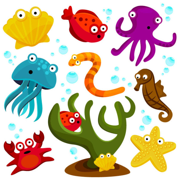 Cartoon marine animals 01 - vector material