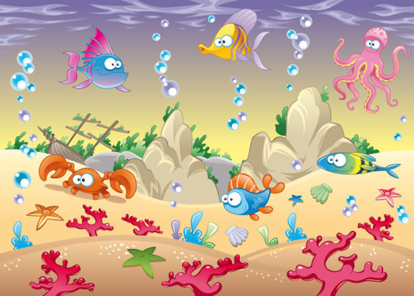 Cartoon marine animals 05 - vector material