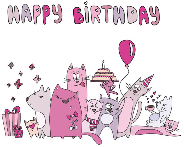 Cartoon cat card 01 - vector material