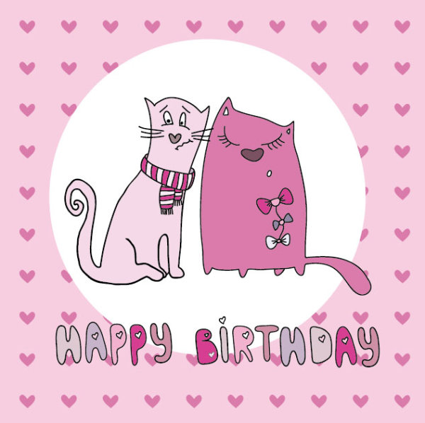 Cartoon cat card 05 - vector material