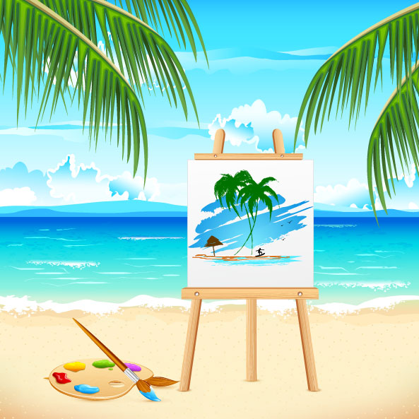 Summer beautiful card 05 - vector material